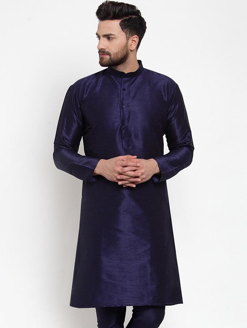 men solid mandarin collar short sleeve kurta 