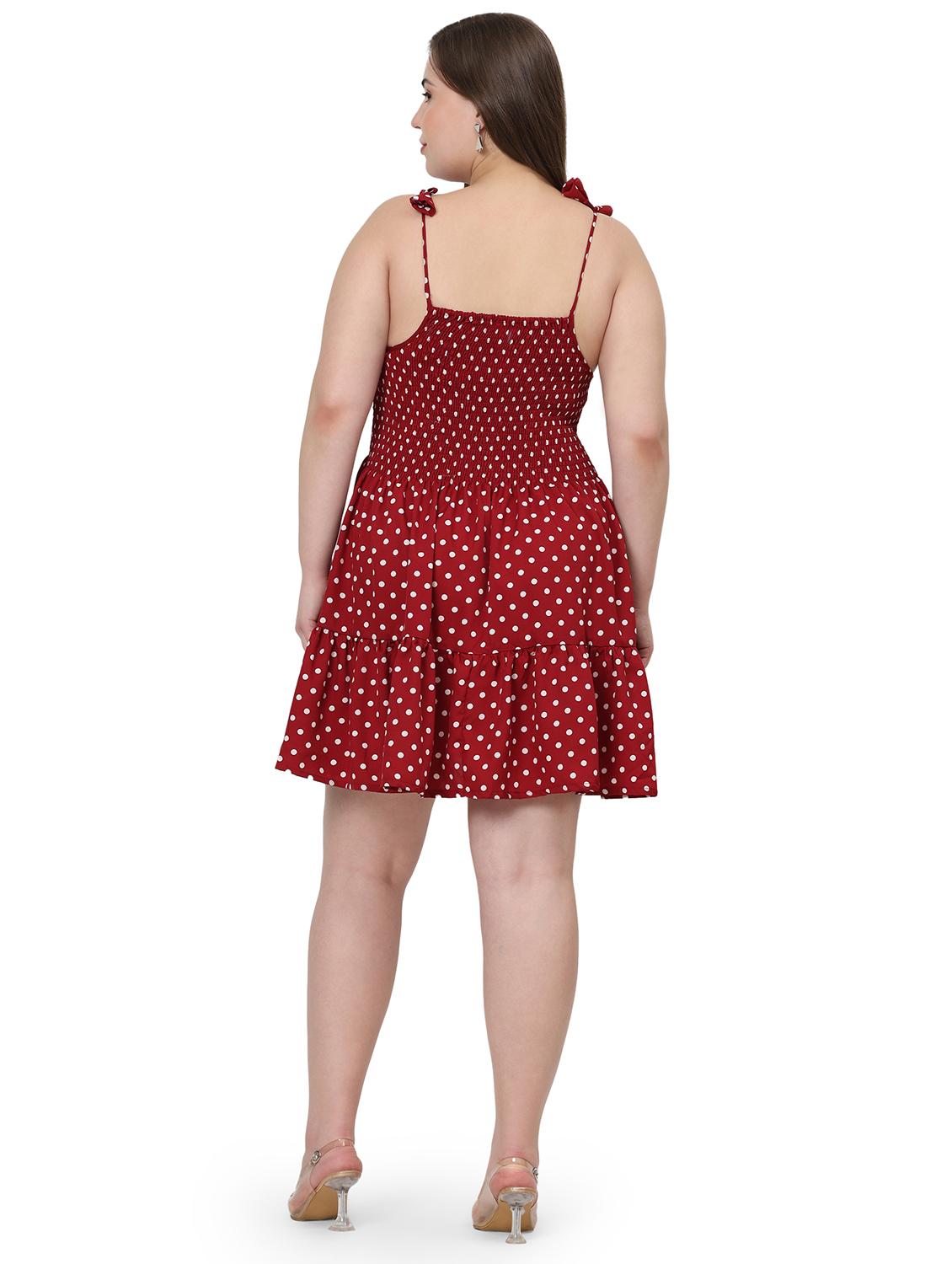 women polka doted shoulder strap tiered dress - 22001254 - Standard Image - 3