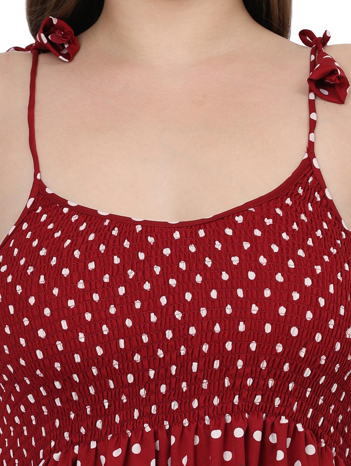 women polka doted shoulder strap tiered dress - 22001254 - Standard Image - 5