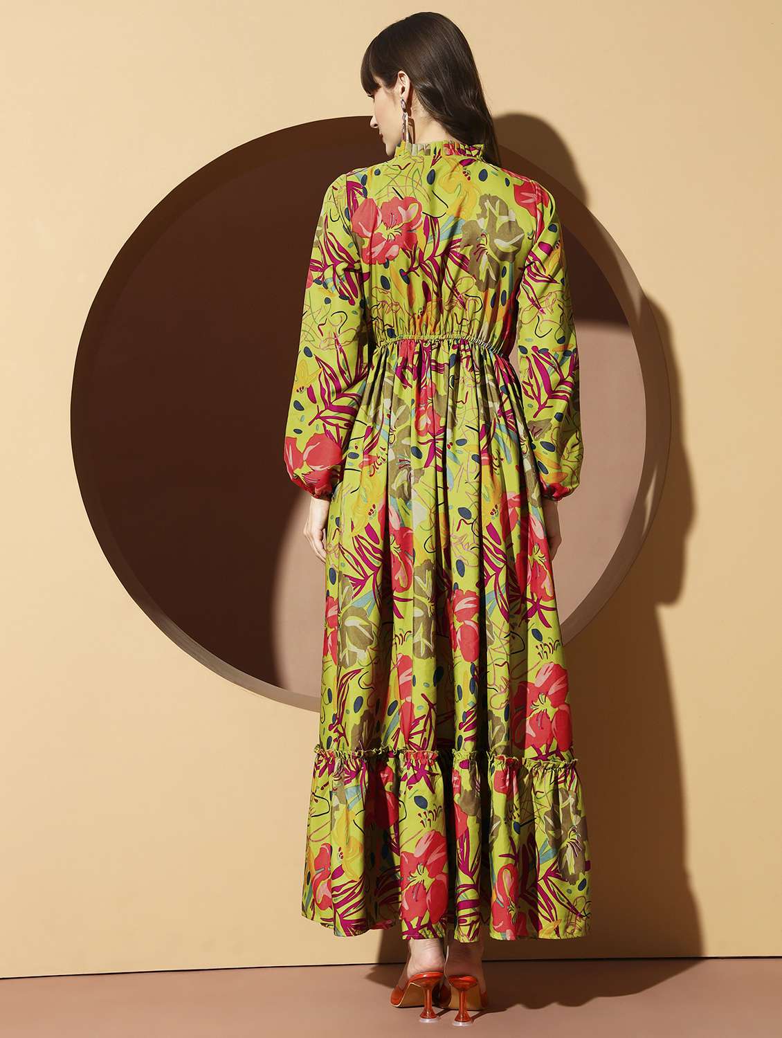 women floral print puff sleeve tiered maxi dress - 22001256 -  Standard Image - 5