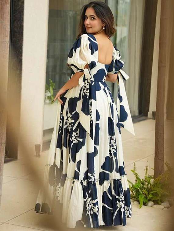 women floral print puff sleeve tiered dress - 22001265 -  Standard Image - 3