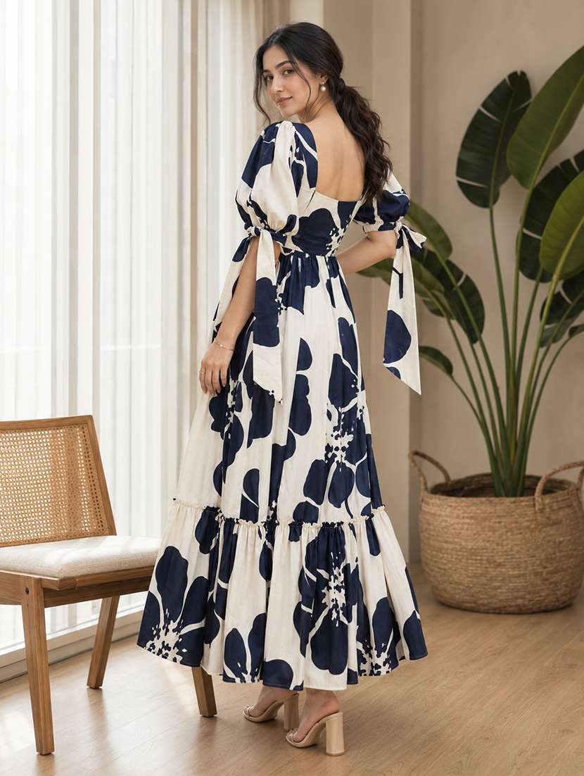 women floral print puff sleeve tiered dress - 22001265 -  Standard Image - 3