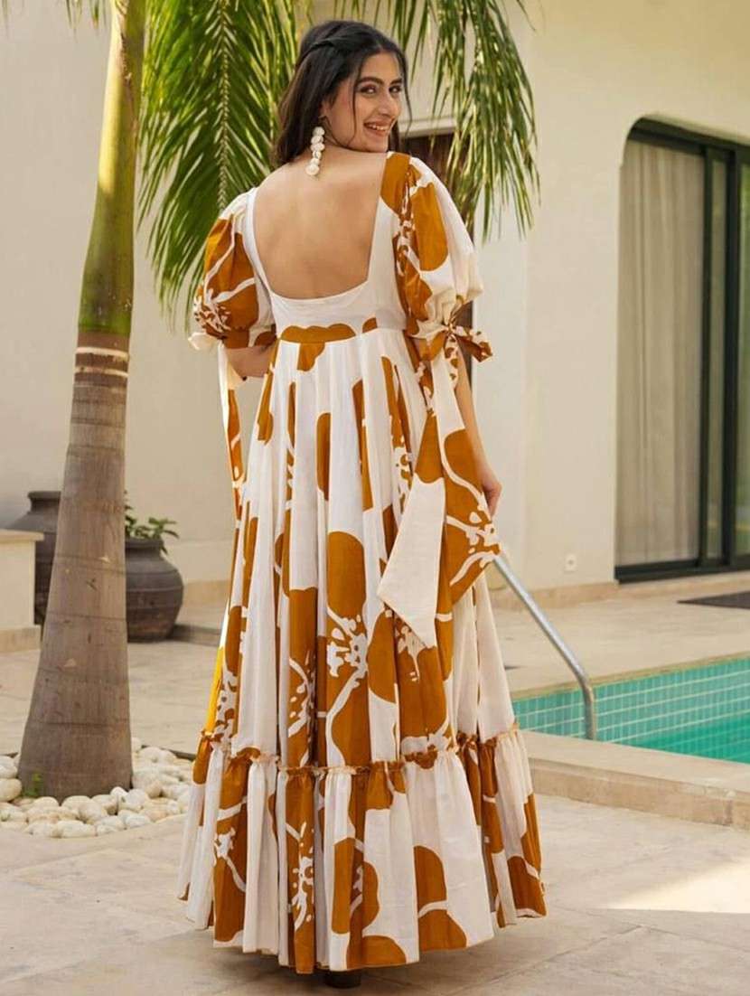 women floral print puff sleeve tiered maxi dress - 22001267 -  Standard Image - 3