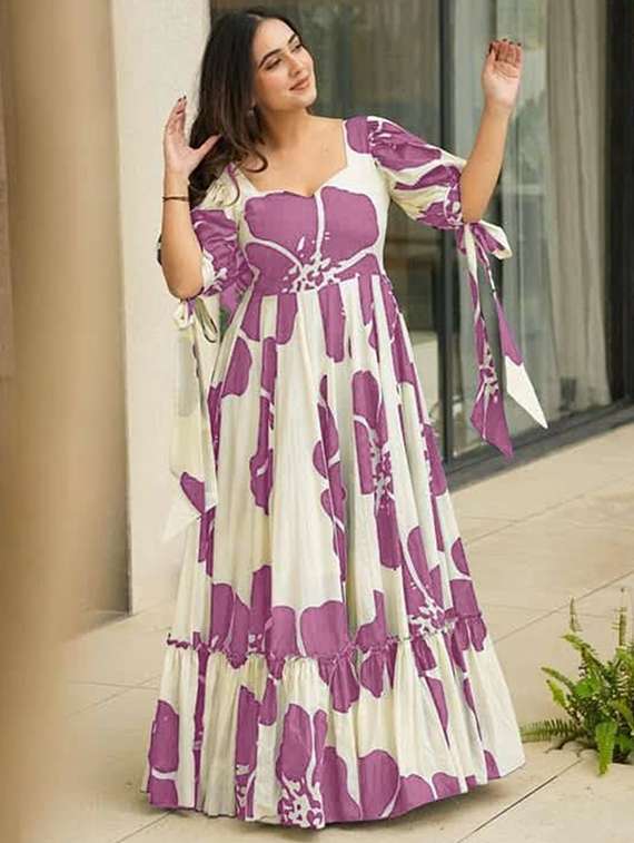 women floral print puff sleeve tiered dress