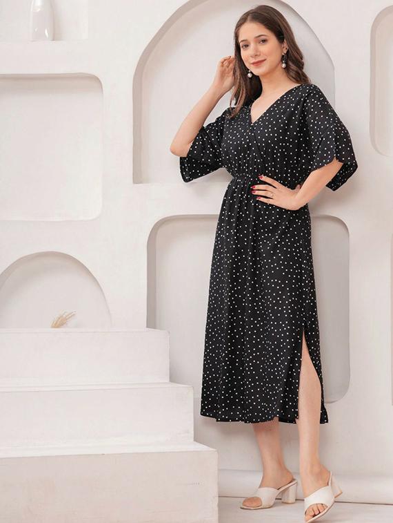 women polka doted flared dress a-line dress - 22001271 - Zoom Image - 0