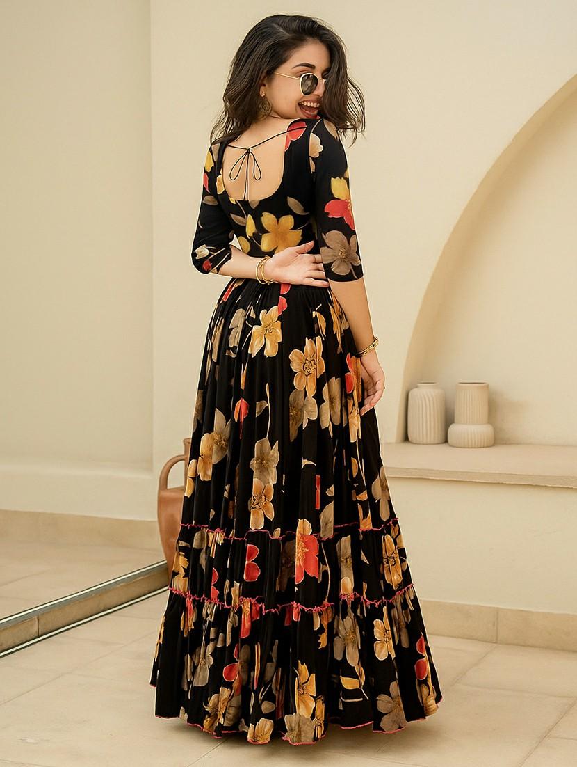 women floral print puff sleeve tiered maxi dress - 22001275 - Standard Image - 3
