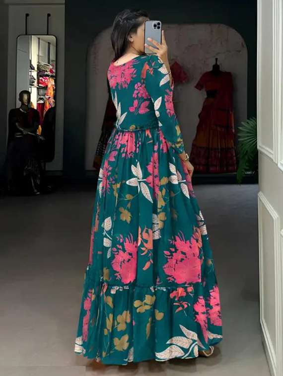 women floral printed puff sleeve tiered dress - 22001277 -  Standard Image - 3