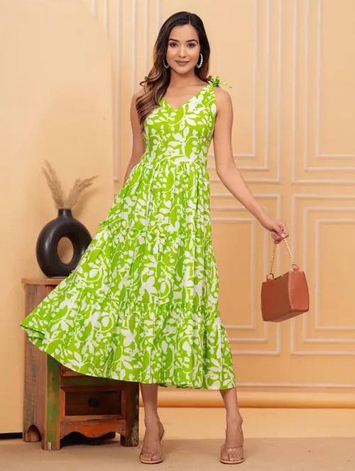 women printed sleeveless tiered dress - 22001278 - Standard Image - 0