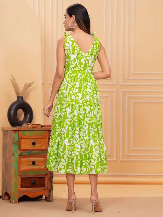 women printed sleeveless tiered dress - 22001278 - Standard Image - 3