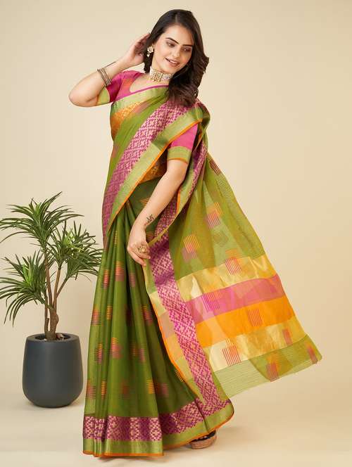 women self design kota doria saree with blouse - 22001295 -  Standard Image - 0