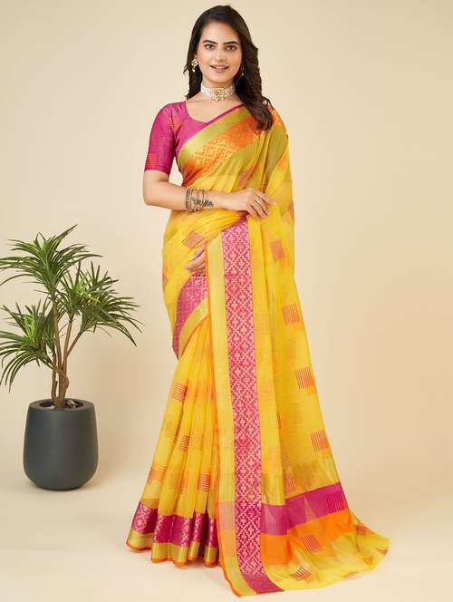 women self design  kota doria saree with blouse - 22001300 -  Standard Image - 0