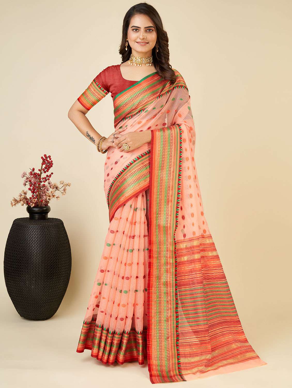 women self design bordered saree with blouse - 22001304 - Zoom Image - 0