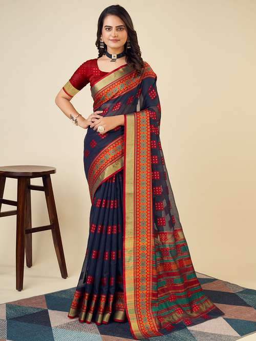 women self design kota doria saree with blouse - 22001320 -  Standard Image - 0
