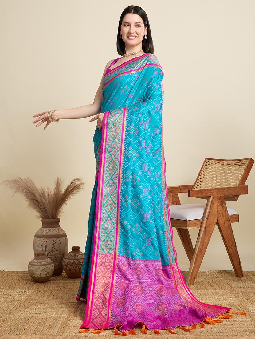 women self design patola saree with blouse