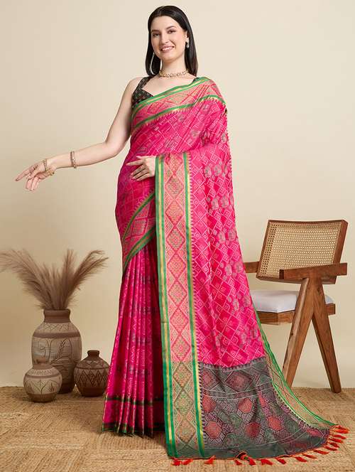 women self design patola saree with blouse - 22001328 -  Standard Image - 0