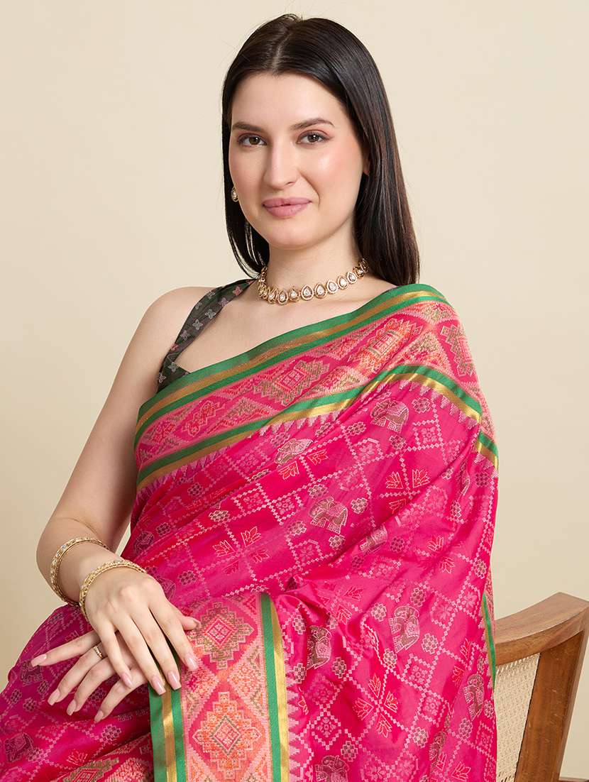 women self design patola saree with blouse - 22001328 -  Standard Image - 3
