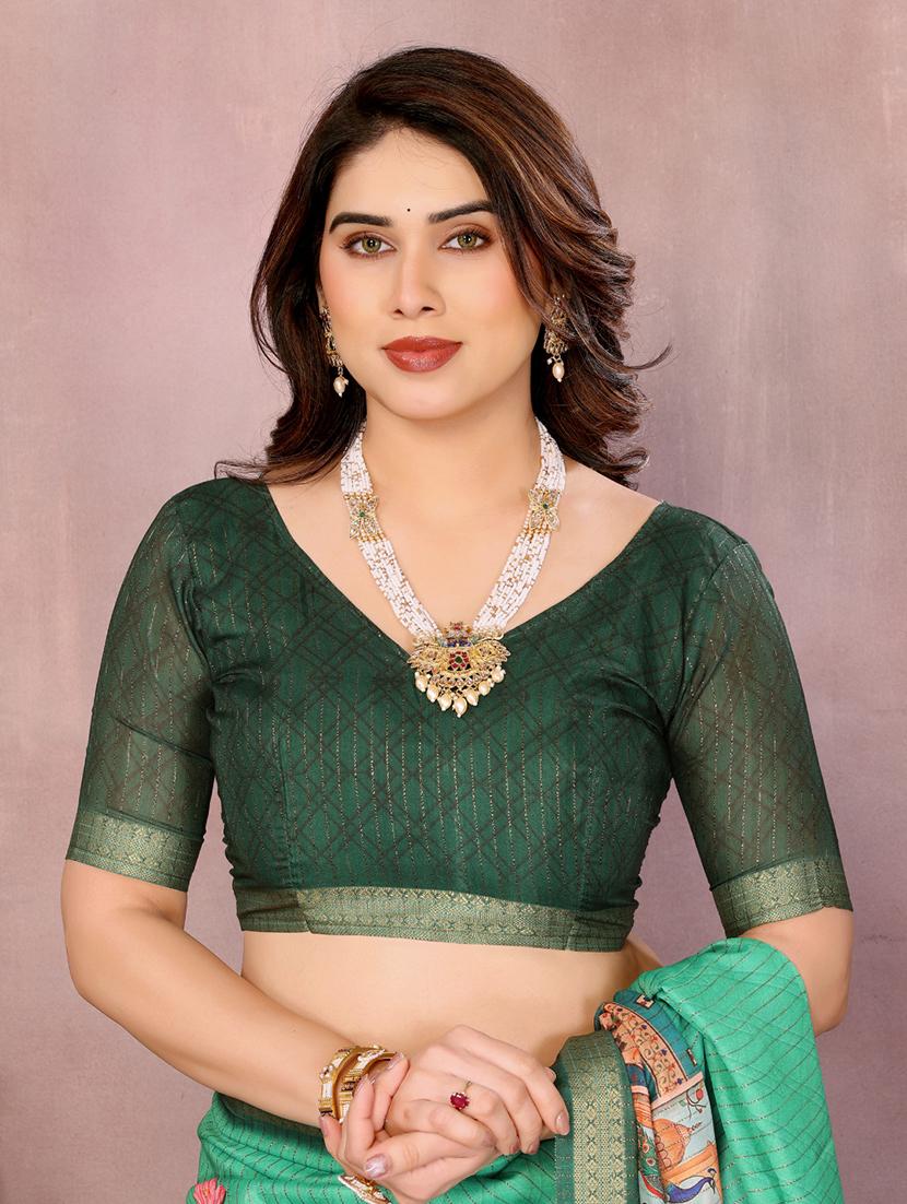 women printed bordered saree with blouse - 22001379 - Standard Image - 5