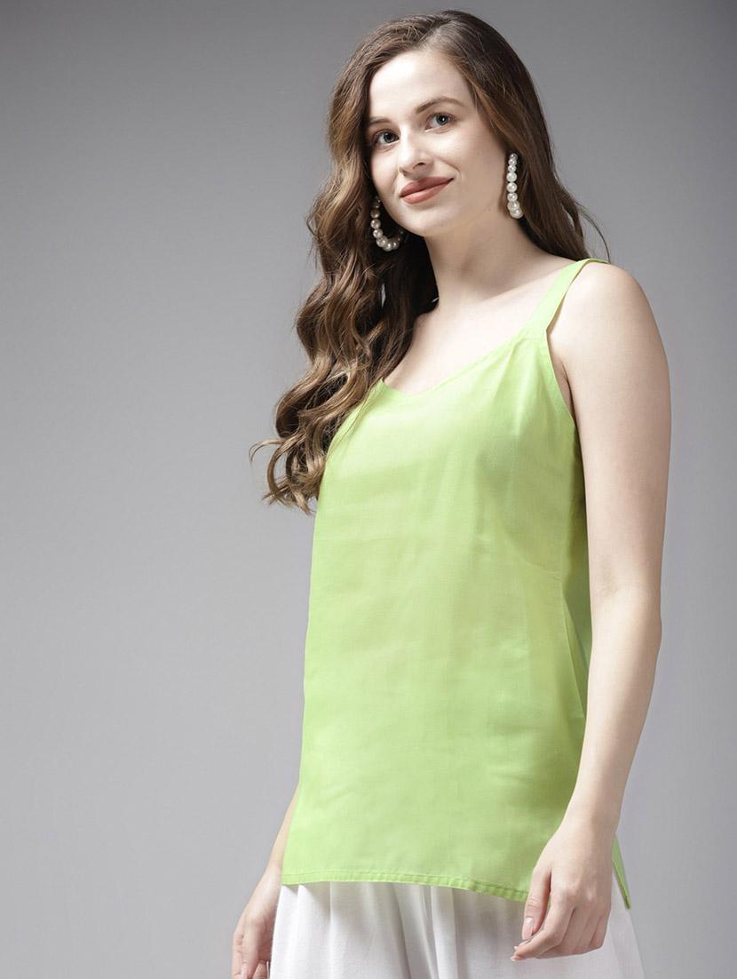 women solid with work notch neck chikanakri kurti - 22001384 - Standard Image - 3