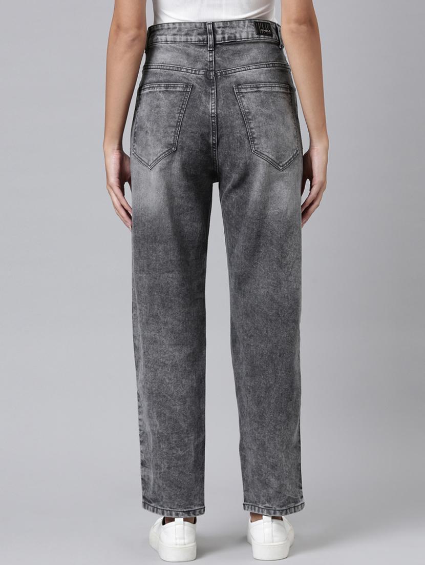 women washed high rise straight fit jean - 22001386 - Standard Image - 3