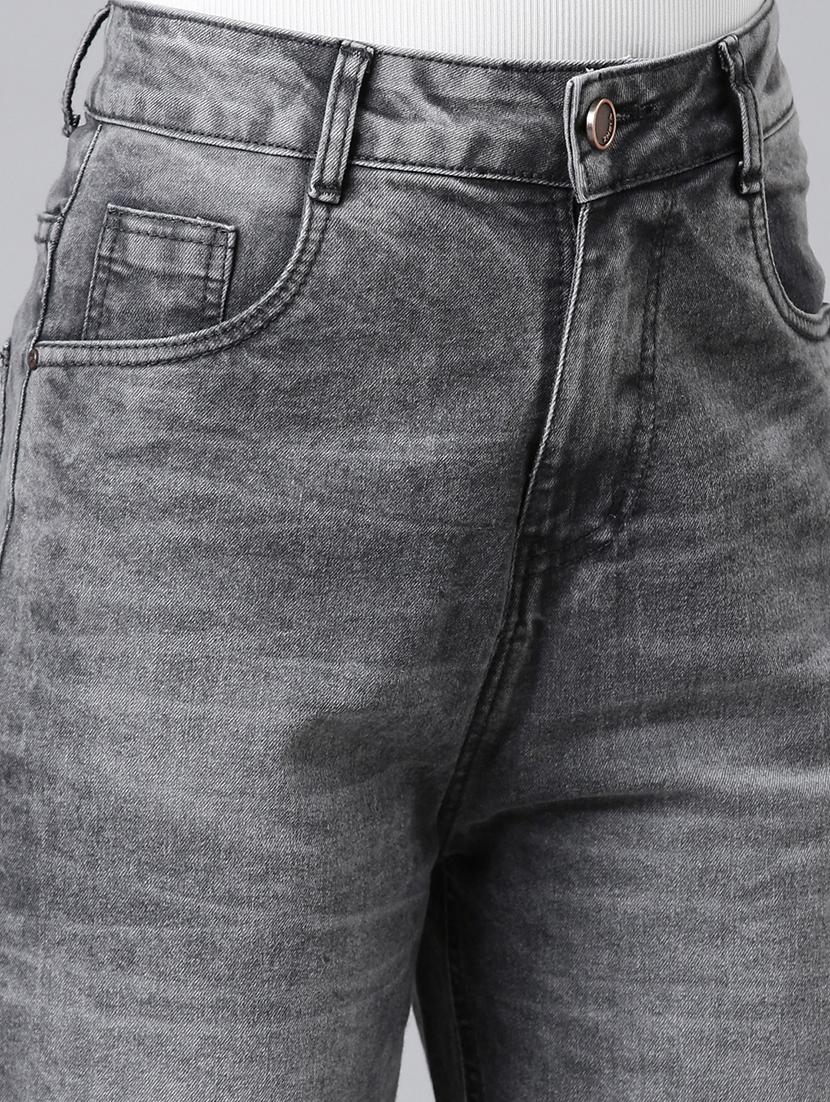 women washed high rise straight fit jean - 22001386 - Standard Image - 5
