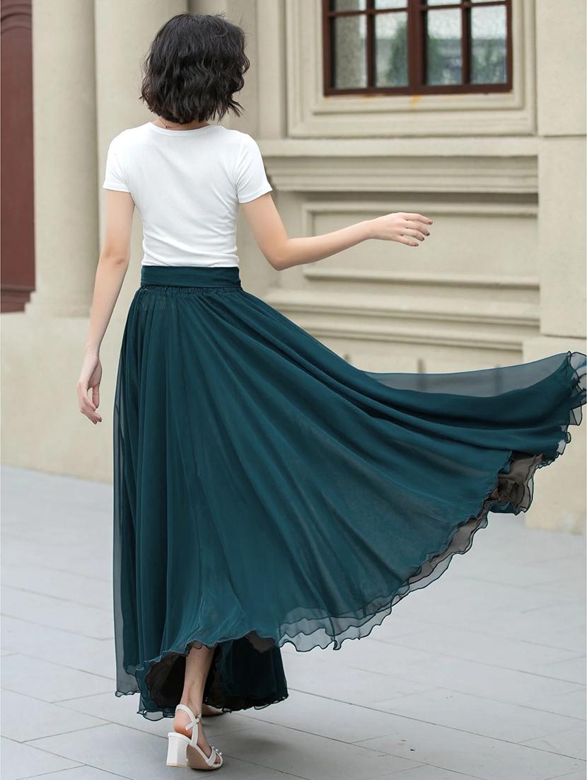 women solid high rise reversible flared maxi skirt - 22001728 - Standard Image - 3