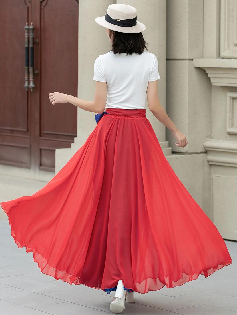 women solid high rise reversible flared maxi skirt - 22001732 - Standard Image - 3