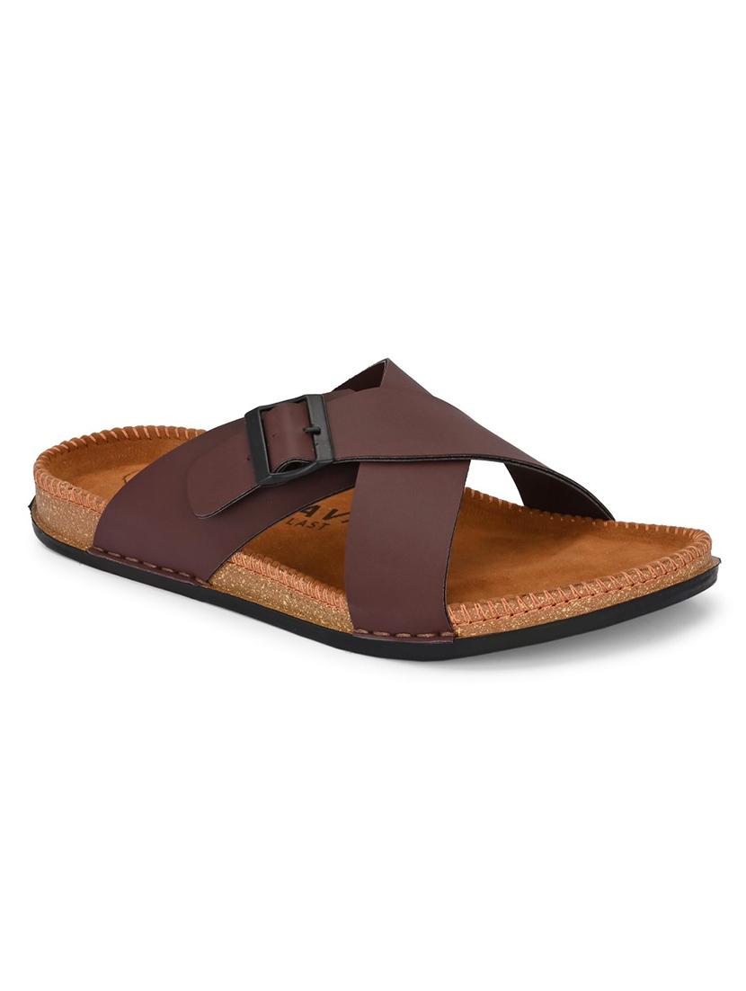 men brown slip on sandal - 22001740 - Standard Image - 5