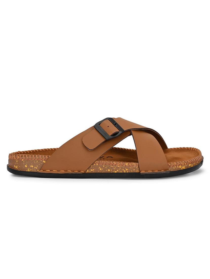 men tan slip on sandal - 22001741 - Standard Image - 3