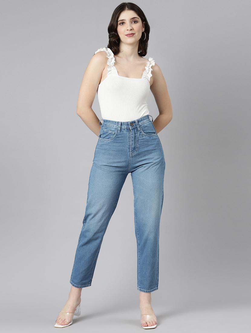 women washed high rise mom fit jean - 22001877 - Standard Image - 3