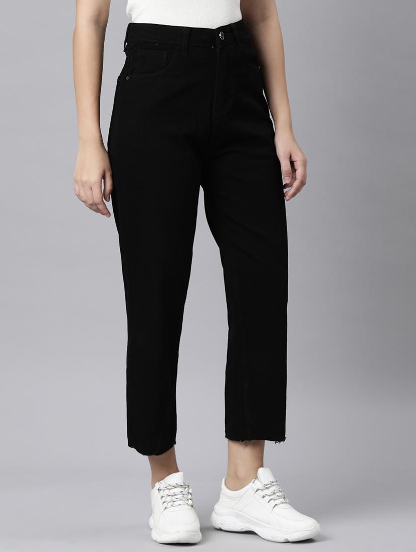 women solid high rise straight fit ean - 22001881 - Standard Image - 3