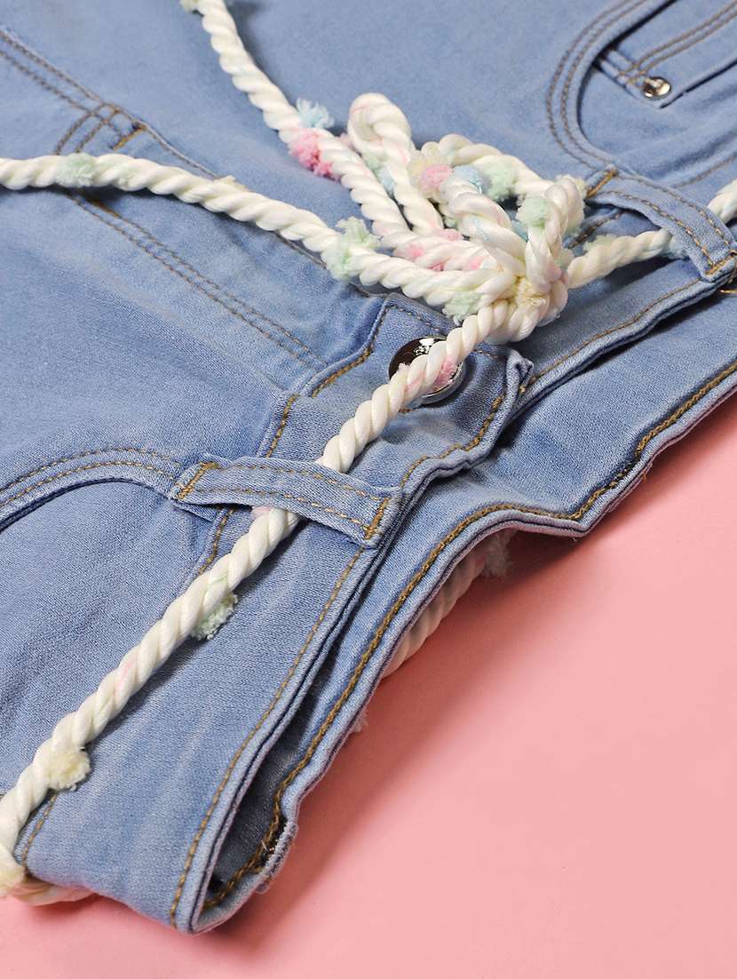 girls solid with work mid rise three fourth - 22001921 -  Standard Image - 3