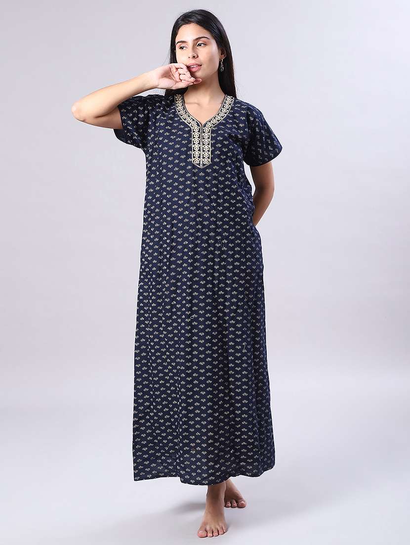 women printed short sleeve nighty