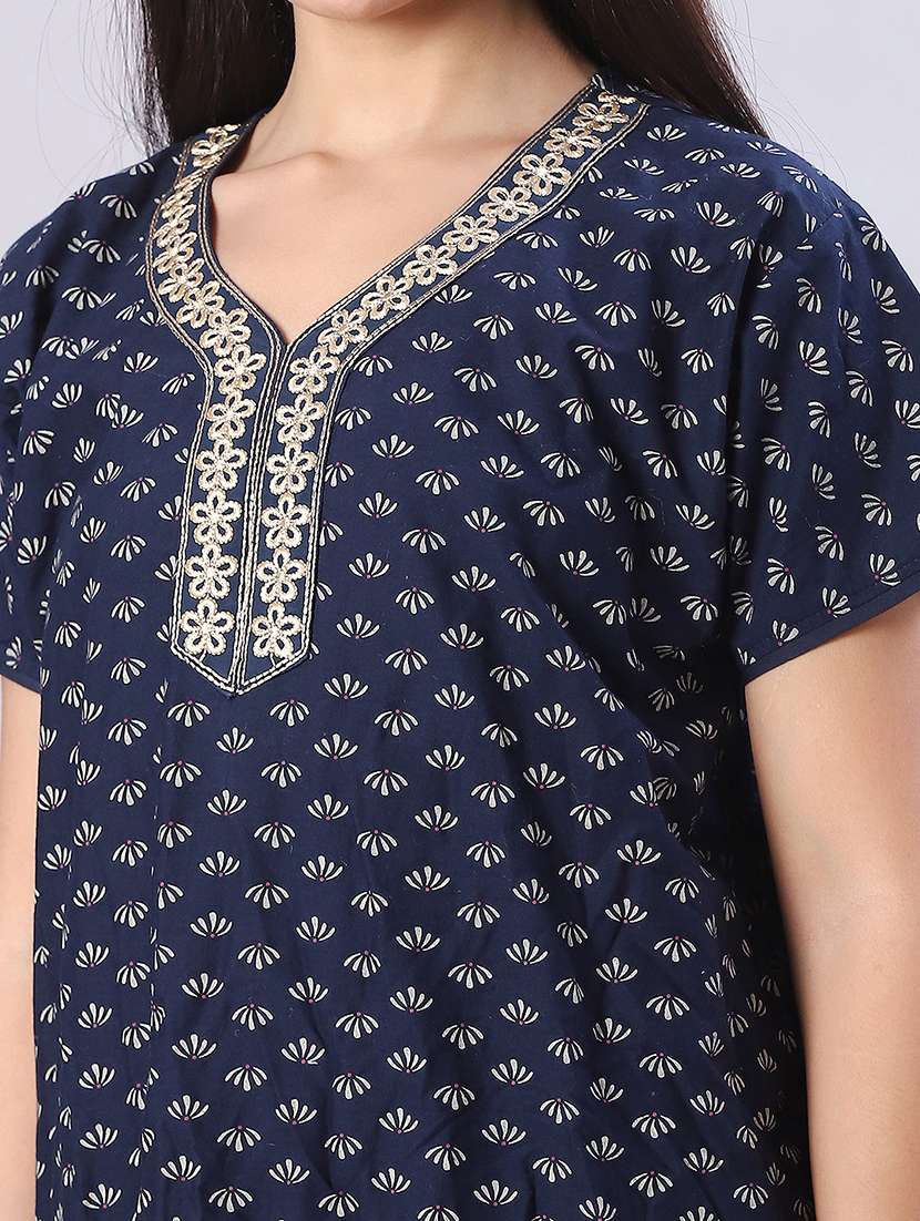 women printed short sleeve nighty - 22001942 -  Standard Image - 5