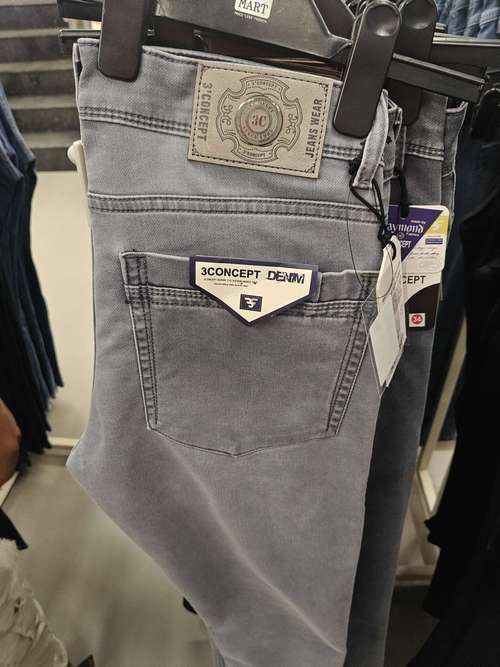 light grey cotton knitted denim jeans - 22001954 - Standard Image - 0