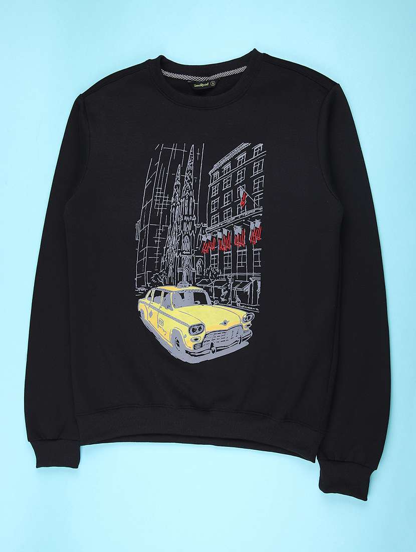men printed long sleeve regular fit sweatshirt