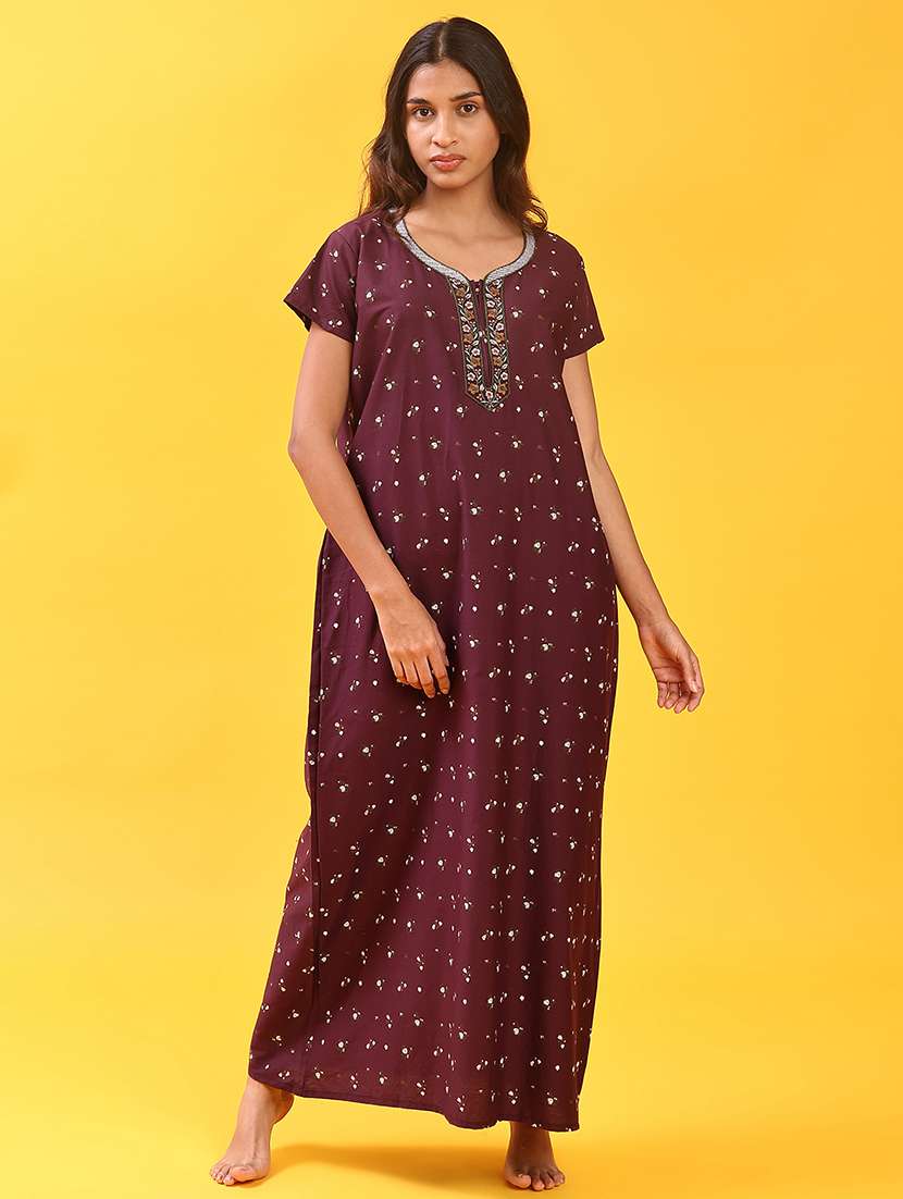 women printed short sleeve nighty