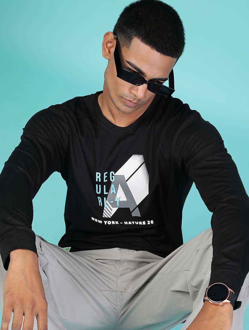 men chest print long sleeve regular fit sweatshirt