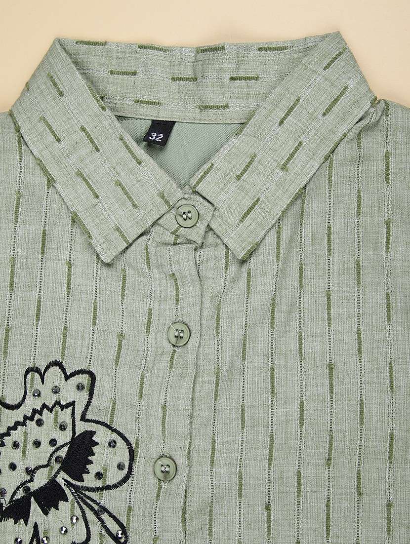 girls self design three quarter sleeve top - 22002024 -  Standard Image - 3