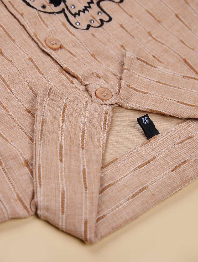 girls self design three quarter sleeve top - 22002028 -  Standard Image - 3