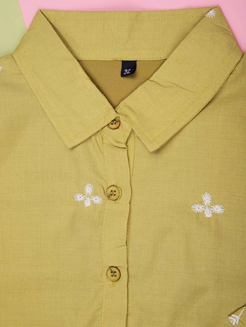 girls solid with work three quarter sleeve top - 22002029 -  Standard Image - 3