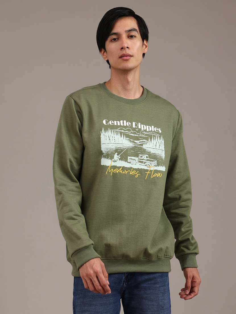 men printed long sleeve regular fit sweatshirt