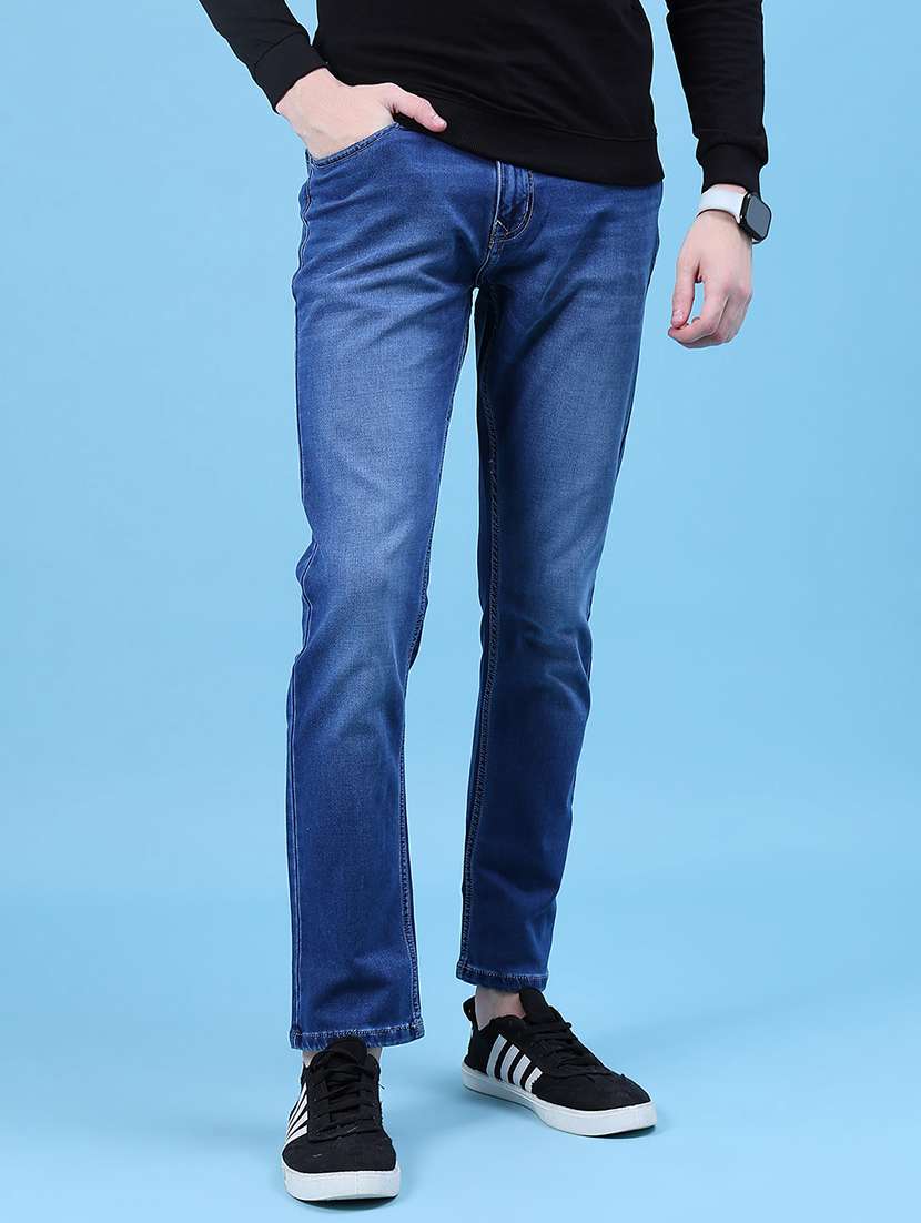 men solid mid rise slim fit jean