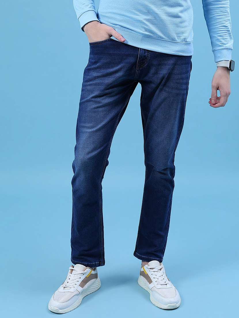 men solid mid rise slim fit jean