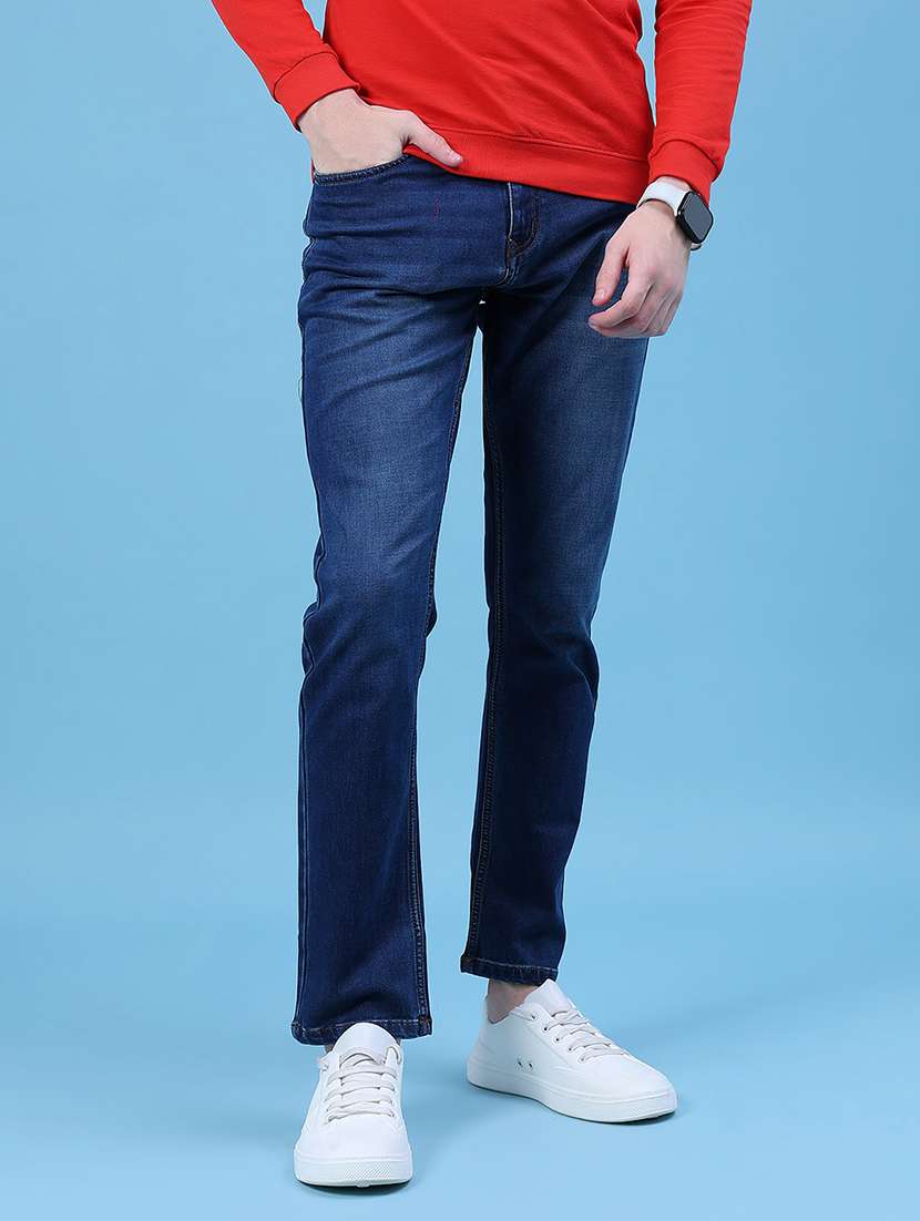 men solid mid rise slim fit jean