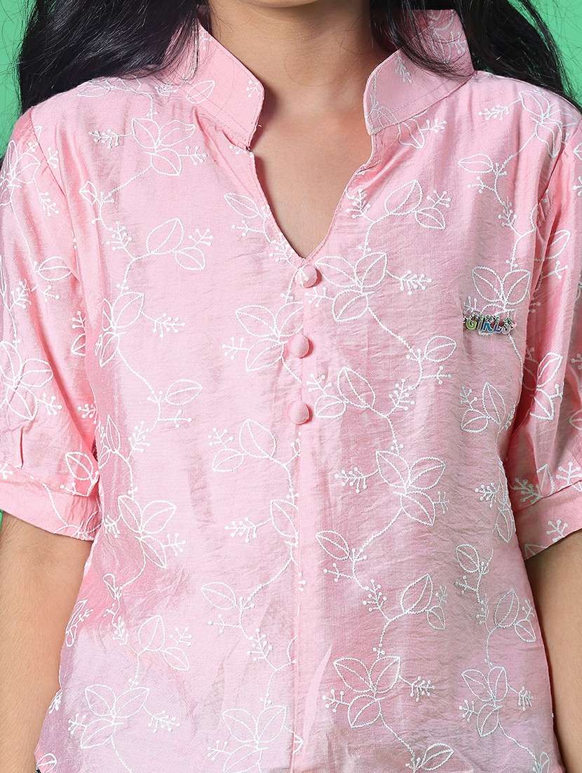 girls solid with work short sleeve top - 22002075 -  Standard Image - 5