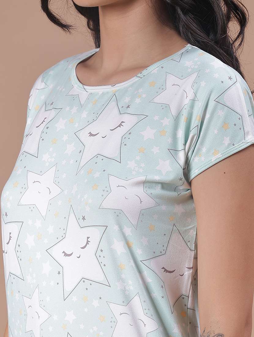 women printed short sleeve sleepshirt - 22002098 -  Standard Image - 5