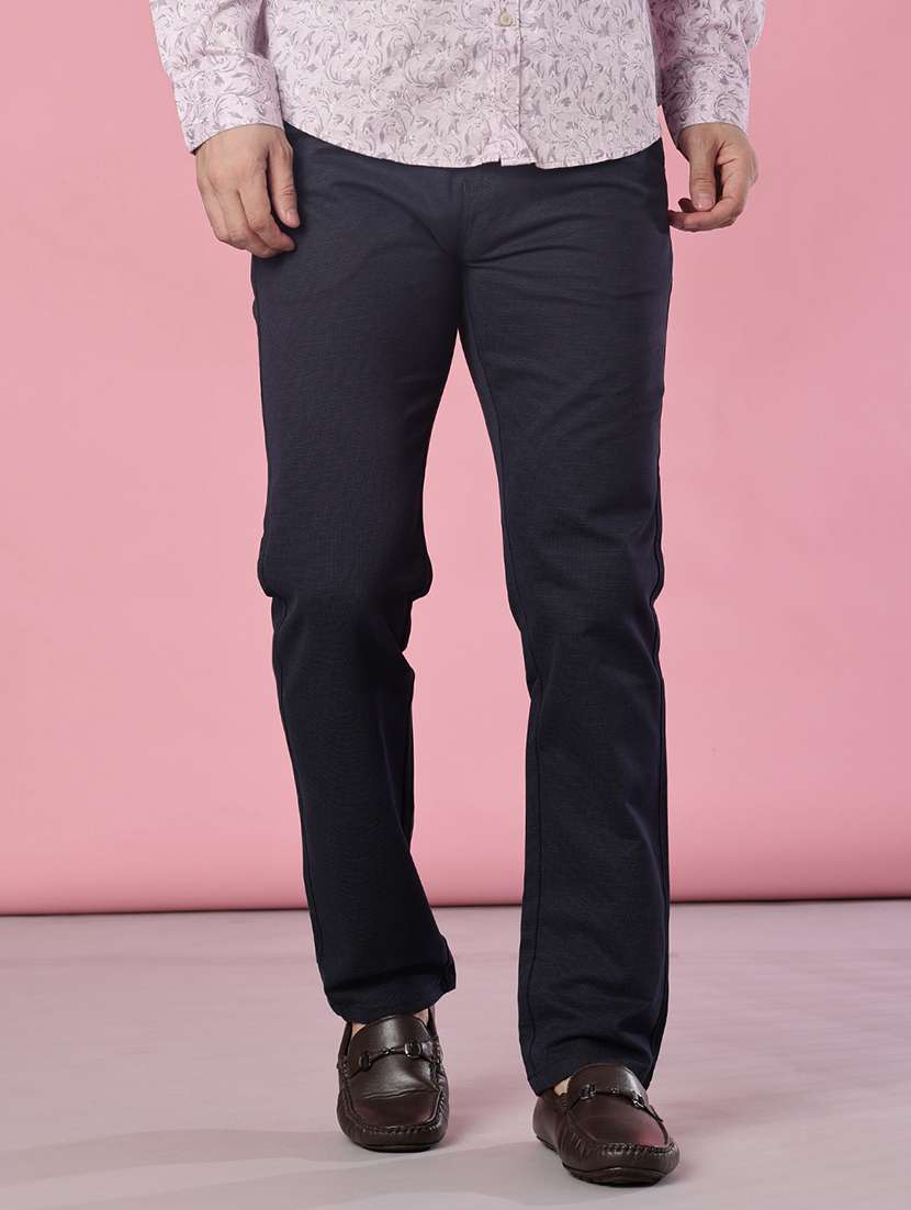 men solid mid rise casual chinos
