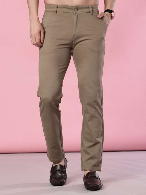 men solid mid rise casual chinos - 22002127 -  Standard Image - 0