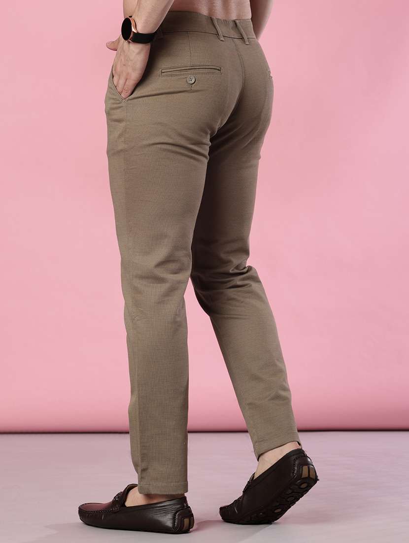 men solid mid rise casual chinos - 22002127 - Standard Image - 3