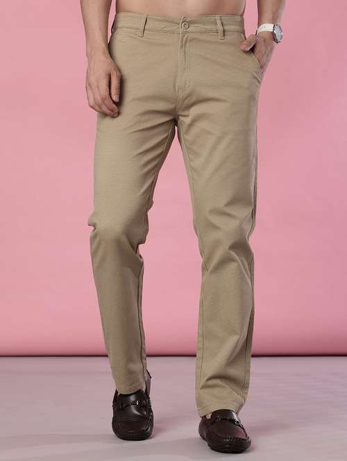 men solid mid rise chinos casual trouser - 22002130 -  Standard Image - 0